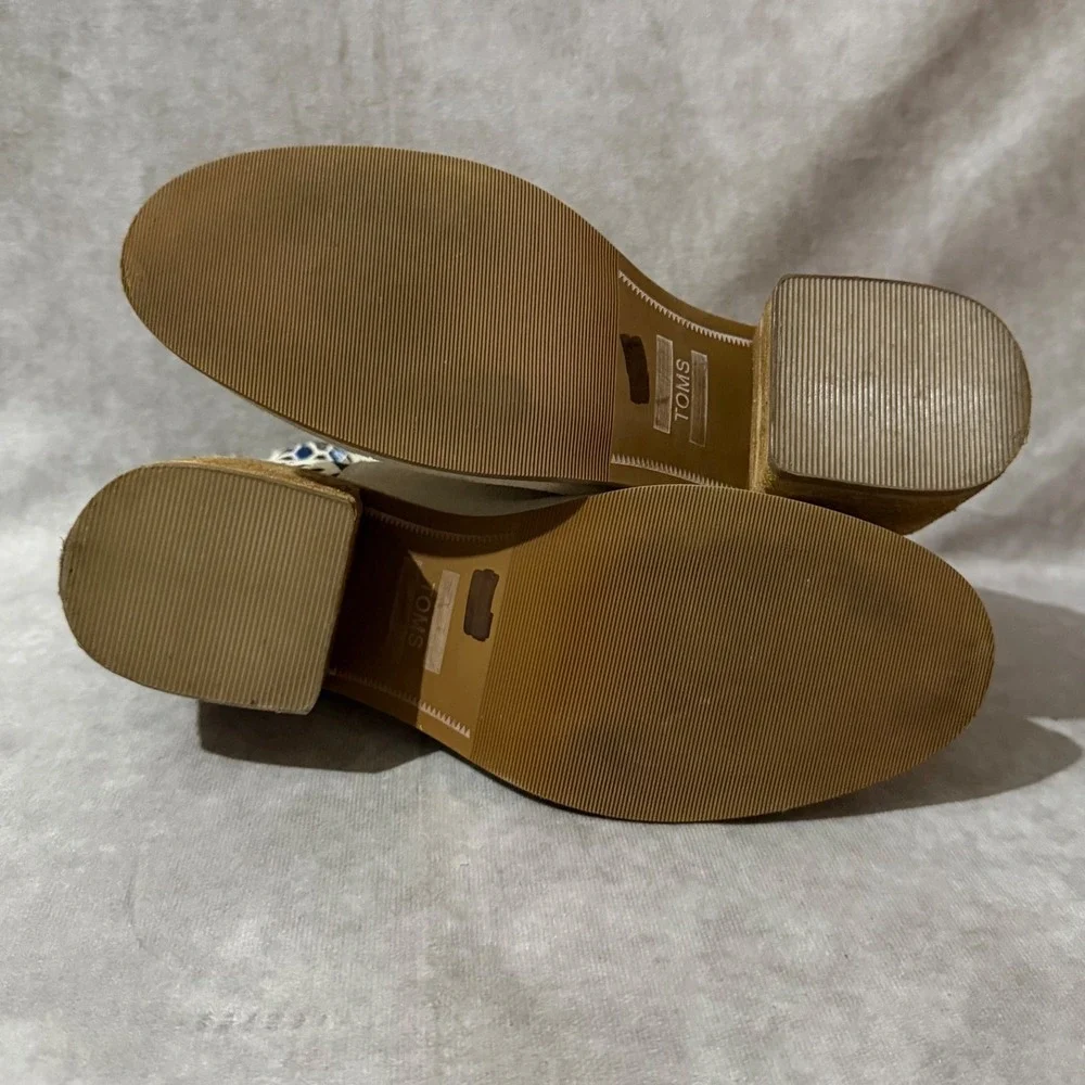 TOMS Esme Chelsea Bootie Womens 6.5 Cream Suede Good Geometric Aztec Block Heel